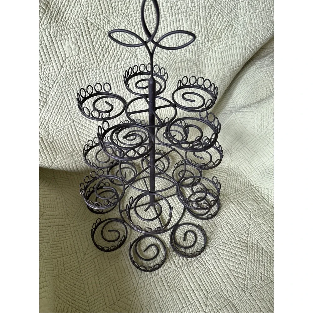 Black Metal 3 Tier Scroll Wire Cupcake Tree Stand 20 Cup Party Dessert Display